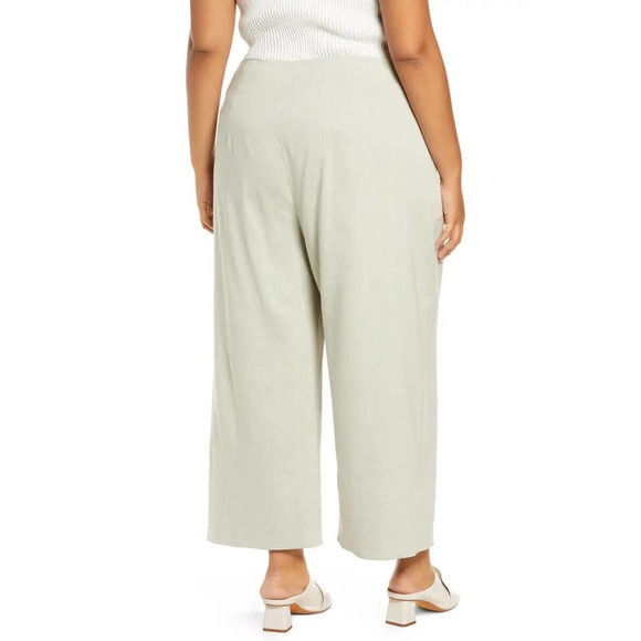 NWT Vince Crop Wide Leg Linen Blend Pants Light Dove Women's Plus Size 24W 24 - Picture 9 of 11